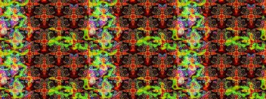 Raster illüstrasyonu. Çiçek buketleriyle klasik bir eskiz şekli. Siyah ve kahverengi renklerde.