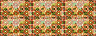 Kusursuz klasik raster altın desenli. Raster illüstrasyonu. Geleneksel oryantasyon süsü. Turuncu ve kahverengi renklerde altın elementlerle kusursuz desen. Klasik vintage arkaplan.