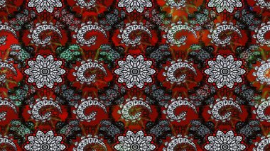 Raster illüstrasyonundaki çiçek desenli çizim. Gri ve siyah renkte çiçekler.