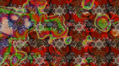 Egzotik çiçekler, kahverengi ve kırmızı renkler üzerine botanik, parlak klasik doğa. Raster illüstrasyonu. Klasik tropikal doğal elementlerin suluboya seti.