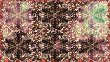 Barok tarzında kusursuz bir doğulu süsü. Kahverengi ve bej renklerde altın elementlerle geleneksel altın sarısı desen.