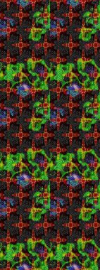 Renkli Bahar Teması eskiz kalıbı. Düz Çiçek Elementleri Tasarımı. Raster illüstrasyonundaki çiçek desenli çizim. Siyah ve yeşil renkte çiçekler.