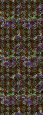 Yeşil ve kırmızı renkte çiçekler. Raster illüstrasyonu. Tropikal çizim çiçek deseni.