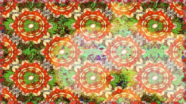 Kusursuz oryantal klasik altın desen. Turuncu ve kahverengi renklerde altın yinelenen elementlerle Raster soyut arka planı.