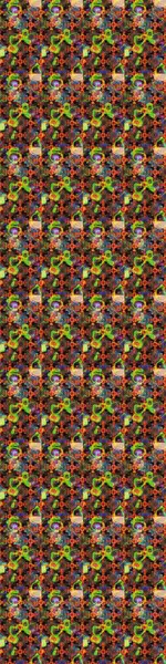 Vadinin çiçekleri siyah ve kahverengi renklerde. Çiçeksel çizim kalıbının çizimi.