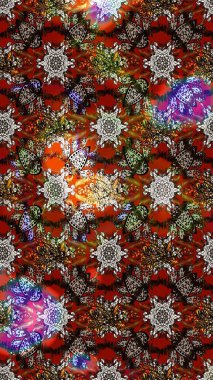 Şirin çiçek elementleri. Raster illüstrasyonu. Kahverengi ve kırmızı renkte çiçekler. Çizim.