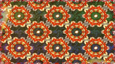 Paisley 'ler zarif çiçek desenli arkaplan duvar kâğıdı illüstrasyonları. Güzel, modaya uygun, modern, üç boyutlu sanat eseri, altın, kahverengi ve turuncu desenli çiçek yaprakları ve süslemeleri var..