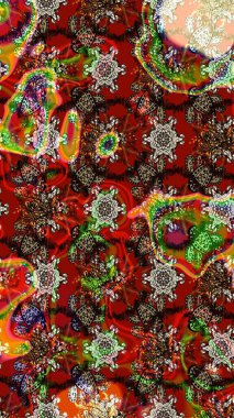 Kırmızı renkte çiçekler. Çiçek süslemeli çizim deseni. Raster illüstrasyonu.