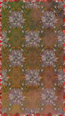 Vadinin çiçekleri kahverengi ve bej renklerde. Raster dikişsiz çiçek deseni.