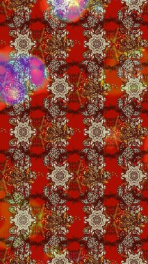 Parlak çiçekli kolaj çiçekleri kahverengi ve kırmızı. Çiçek tasarımı için inanılmaz bir kolaj cenneti tarzı. Çiçekli zambaklar eskiz arka planı.