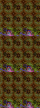 Küçük çiçekteki sevimli çiçek deseni. Kahverengi ve yeşil renkte çiçekler.