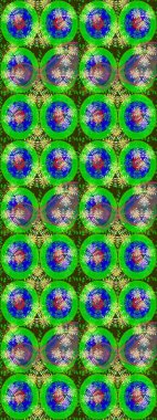 El çizimi çiçek unsurları olan soyut çizim raster deseni. Çiçekli ipek eşarp. Retro tekstil tasarım koleksiyonu. 1950-1960 motifleri. Yeşil yeşile.