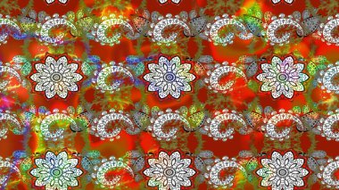 Raster. Düz Çiçek Elementleri Tasarımı. Renkli Bahar Teması çizim şablonu.