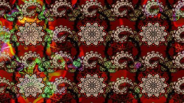 Güzel kumaş deseni. Renkli Bahar Teması eskiz kalıbı. Raster illüstrasyonundaki çiçek desenli çizim. Düz Çiçek Elementleri Tasarımı.