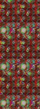 Kırmızı, kahverengi ve gri kırmızı, kahverengi ve gri. Retro tekstil tasarım koleksiyonu. 1950-1960 motifleri. El çizimi çiçek unsurları olan soyut çizim raster deseni. Çiçekli ipek eşarp..