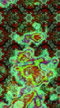 Klasik taslak çizimi. Raster çiçek izi. Çiçek yeşili ve kahverengi çizim deseni.