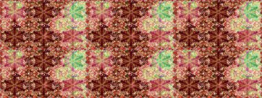 Kahverengi ve kırmızı renkte desen. Kına dövmeli süs çiçekleri, altın çıkartmalar, mehndi ve yoga tasarımı, kartlar ve parmak izleri. Raster altın mehndi kusursuz desen.