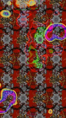 Sanat ilham verici ve kırmızı stil çiçekler ve arka plan bırakır. Gri ve kırmızı el çizimi desen. Raster deseni. Karalama çiçekleri çizim deseni.