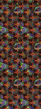 Çiçek izi. Kahverengi ve siyah renkli çiçekler suluboya tarzında. Suluboya çizim deseni.