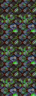 Raster illüstrasyonundaki çiçek desenli çizim. Renkli Bahar Teması eskiz kalıbı. Düz Çiçek Elementleri Tasarımı. Gri ve siyah renkte çiçekler.