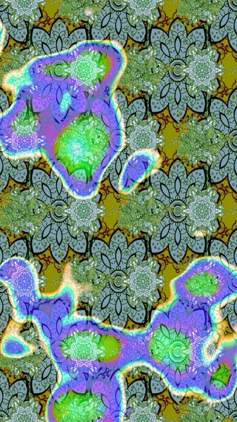 Düz Çiçek Elementleri Tasarımı. Güzel kumaş deseni. Renkli Yaz Temalı eskiz kalıbı. Raster illüstrasyonunda çiçek deseni çizimi.