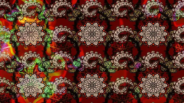 Güzel kumaş deseni. Renkli Bahar Teması eskiz kalıbı. Raster illüstrasyonundaki çiçek desenli çizim. Düz Çiçek Elementleri Tasarımı.