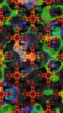 Küçük çiçekteki sevimli çiçek deseni. Siyah ve yeşil renkte çiçekler.