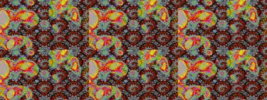 Eskiz klasiği. Raster Şirin kumaş deseni. Renkli Bahar Teması eskiz kalıbı. Düz Çiçek Elementleri Tasarımı.