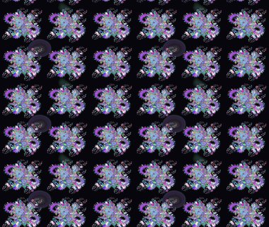 Çiçek deseni. Düz Çiçek Elementleri Tasarımı. Renkli Bahar Teması eskiz kalıbı. Raster çizimi. Güzel kumaş deseni..