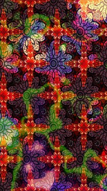 Renkli Bahar Teması eskiz kalıbı. Düz Çiçek Elementleri Tasarımı. Siyah ve kahverengi renkte çiçekler. Çiçekle çizim deseni.