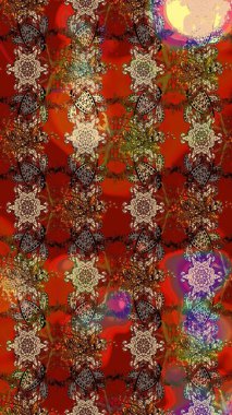 Eskiz arkaplan modeli. Suluboya, elle çizilmiş. Raster illüstrasyonu. Kahverengi ve kırmızı yapraklı yabani çiçekler.