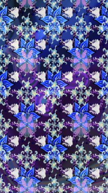 Mavi ve mor lale çiçekli Raster eskiz deseni. Paket kağıdı için en iyisi. Doğal kozmetik ürünleri, parfüm, çiçekçi dükkanı için bahar ihalesi tasarımı. Karşılama ya da düğün geçmişi olarak kullanılabilir.