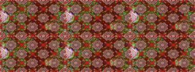 Kahverengi ve kırmızı renklerde. Raster illüstrasyonu. 3D çiçekler, pürüzsüz.