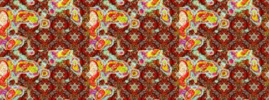 Renkli Bahar Teması eskiz kalıbı. Süslü kumaş deseni. Düz Çiçek Elementleri Tasarımı. Raster illüstrasyonunda çiçek deseni çizimi.