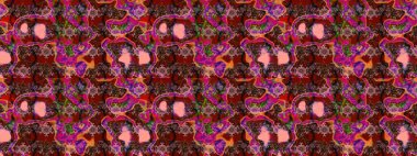 Dallı bahar çiçekleri ile desen, kahverengi ve çiçek silueti ile kırmızı renkler. Raster deseni.