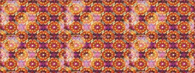 Dekoratif simetri arabesk. Doğum günü kartı, davetiye ya da afiş için iyidir. Kusursuz ortaçağ çiçek deseni. Kahverengi ve turuncu renklerde altın. Raster illüstrasyonu.