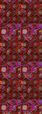 Çizim çiçek deseni duvar kâğıdı olarak kullanılabilir. Kahverengi ve kırmızı renkte çiçekler. Raster illüstrasyonu.