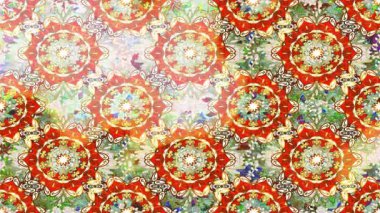 Renkli unsurlarla hareketli arka plan görüntüleri. Çiçekler. Eski model. Bayrak tarzı. Video kaydı. Şablon. Döngü. Kusursuz.. 