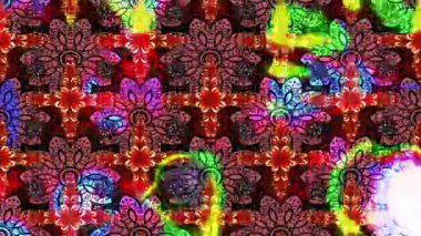 Renkli unsurlarla hareketli arka plan görüntüleri. Çiçekler. Eski model. Bayrak tarzı. Video kaydı. Şablon. Döngü. Kusursuz.. 