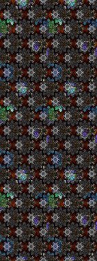 Soyut etnik raster çizim kalıbı. Kabile sanatı boho baskısı, klasik çiçek arkaplanı. Arkaplan dokusu, duvar kağıdı, siyah ve gri renkli çiçek teması.