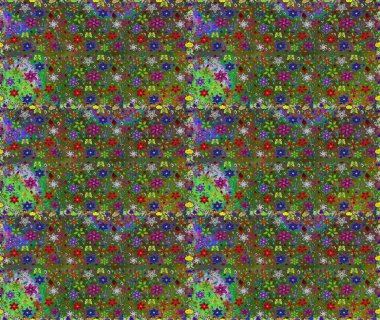 Raster çiçek izi. Çiçek yeşili, pürüzsüz desen. Klasik taslak çizimi.