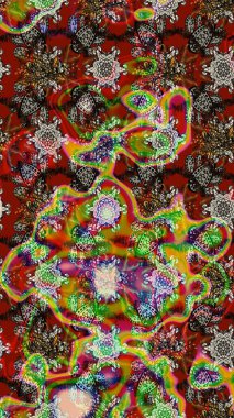 Kahverengi ve kırmızı renkte çiçekler. Çiçekli karalama şeklinde Raster çiçek deseni. Nazik, narin çiçek arkaplanı.