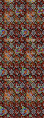 El çizimi çiçekli soyut çizim kalıbı. Raster illüstrasyonu. Gri ve kahverengi renkte çiçekler.