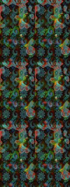 Raster çiçek desenleri çiziyor. Vadinin çiçekleri kahverengi ve mavi renklerde.