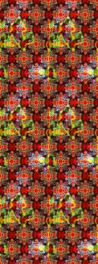 Ağaç dallı bahar çiçekleri ile desen, kırmızı ve kahverengi renkler ile çiçek silueti. Raster deseni.