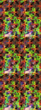 Raster Çiçek İllüstrasyonu güzel tekstil. Yeşil ve kahverengi renkli etnik çiçeklerle zarif eskiz deseni.