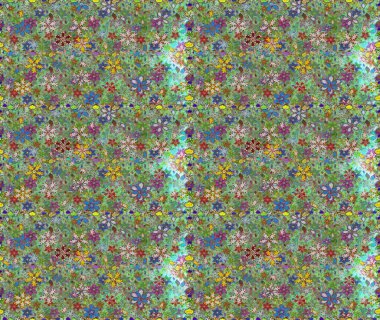 Çiçekler yeşilde ve suluboya stilinde nötr renklerde. Raster illüstrasyonunda kusursuz çiçek deseni.