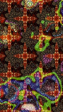 Kahverengi ve siyah renklerde. Raster illüstrasyonu. Çiçek buketleriyle klasik tarzda eskiz deseni.