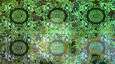 Raster oryantal süs. Kusursuz altın desen. Yeşil ve nötr renklerdeki altın desenler altın elementlerle.