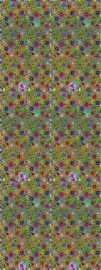 Raster illüstrasyonunda kusursuz çiçek deseni. Yeşil ve kahverengi renkte çiçekler.